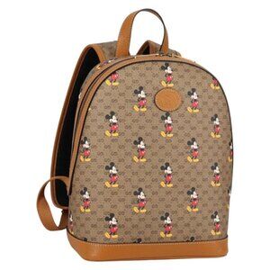 GUCCI GUCCIxDisney GG Supreme Backpack PVC Beige Gold 552884 Auth 140648M